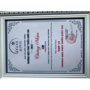 Chứng nhận TOP 10 thương hiệu phát triển quốc gia của Trưởng Đại Thành