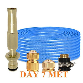 Bộ dây vòi xịt nước rửa xe, tưới cây . tăng áp 3 lần, loại 7m, 10m 206587 đầu đồng, cút đồng