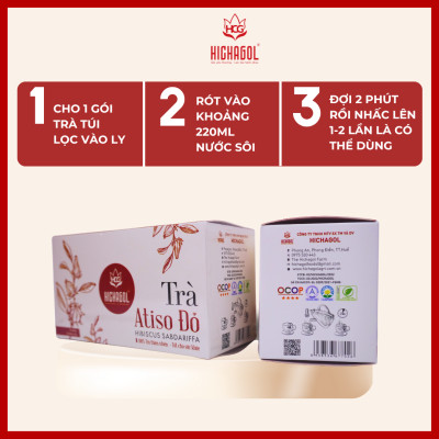 Trà túi lọc Atiso đỏ thảo mộc, hộp 20 gói. Hỗ trợ mát gan, ngủ ngon, bổ sung vitamin C....