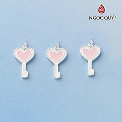 Charm bạc treo hình chìa khóa trái tim - Ngọc Quý Gemstones