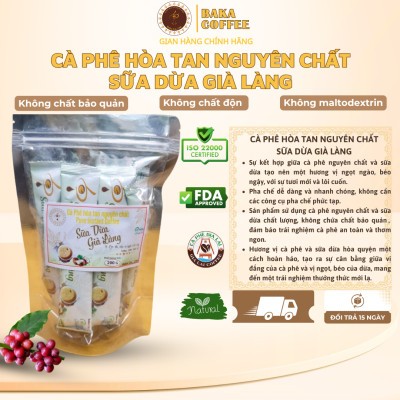 Cà Phê Hòa Tan Nguyên Chất SỮA DỪA GIÀ LÀNG - Bì Zip 10 gói