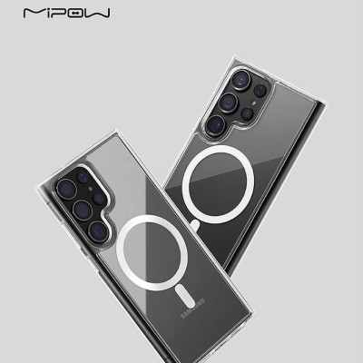 Ốp lưng trong suốt sạc từ tính cho Samsung Galaxy S25 Ultra, Mipow Qi2 Tempered Transparent (Bayer Germany Chống Ố Vàng)_ Hàng Chính Hãng