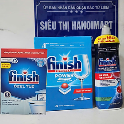 Combo Viên rửa bát Finish classic 110 viên + Muối Finish 1.2kg + Nước làm bóng finish 1150ml