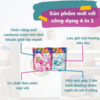 Viên giặt xả Bold GelBall 4D P&G hương hoa ngọt ngào túi refill 70 viên