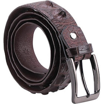 Thắt Lưng Nam Da Cá Sấu Nguyên Con Đầu Kim Bát Gài Huy Hoàng HT4763 - Nâu Đất