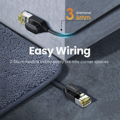 Ugreen UG80418NW149TK 3M 10Gbps màu đen cáp mạng CAT7 siêu mỏng nhỏ 0.38mm - HÀNG CHÍNH HÃNG