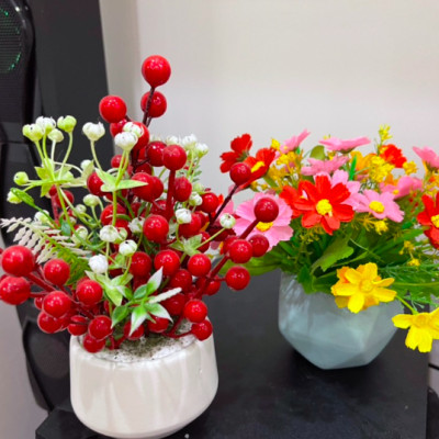 Bình hoa giả để bàn đồng giá - cao từ 15cm đến 18cm - Cây giả, hoa lụa Decor trang trí nhà cửa