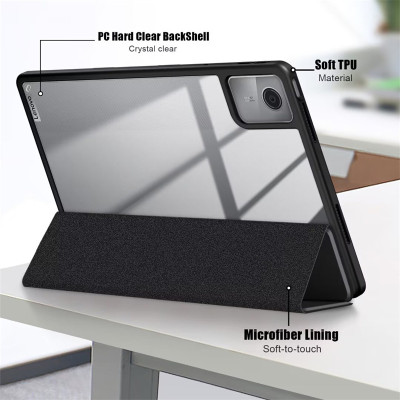 Bao da cho Lenovo Tab M11 (TB-330FU/TB-330XU) Zaki Smartcover mặt lưng trong suốt - Hàng Chính Hãng