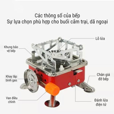 Bếp ga gấp gọn, Bếp Ga Mini Đi Du Lịch, Dã Ngoại Gấp Gọn Đa Năng Tiện Lợi Camping Picnic Cắm Trại