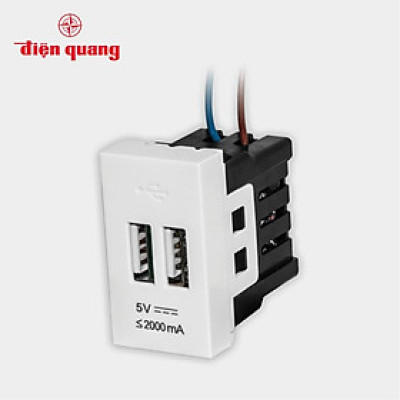 Ổ cắm USB âm tường DQHome ĐQ IW1 2UO W - màu trắng - nhựa PC chịu nhiệt, chịu va đập, không ố màu