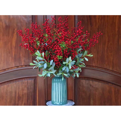 Cành đào đông đỏ giả - Size từ 70cm đến 90cm - Cây giả, hoa lụa Decor trang trí nhà cửa