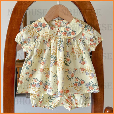 Bộ Đồ Bodysuit rời quần họa tiết hoa cho bé gái sơ sinh đến 6 tháng tuổi