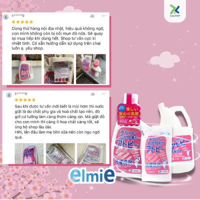 Nước giặt quần áo Elmie không chất phụ gia dành cho trẻ sơ sinh và trẻ nhỏ - 1200ml (Hàng nội địa Nhật Bản)