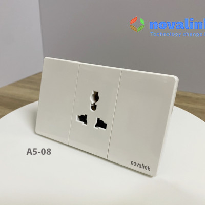 Ổ điện đơn 3 chấu cắm đa năng âm tường A6-08 Novalink chính hãng. Có thuế VAT, COCQ