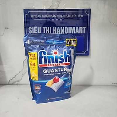 Viên rửa chén bát Finish Quantum Max 64 viên hương chanh 