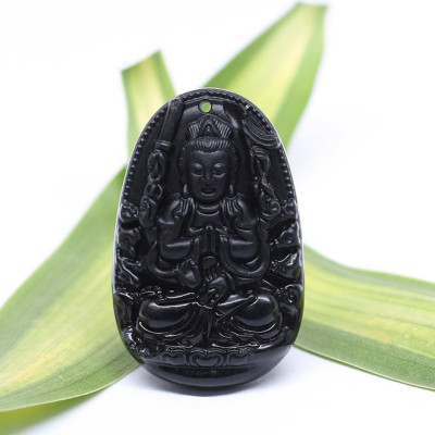 Mặt Dây Chuyền Phật Thiên Thủ Thiên Nhãn Đá Obsidian Ngọc Quý Gemstones TTTNOL