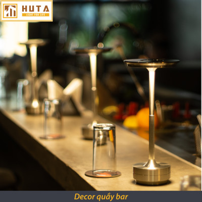 Đèn Led Quầy Bar Bàn Ăn Nhà Hàng HUTA AL4 Cảm Ứng Pin Sạc Tích Điện USB Điều Chỉnh Ánh Sáng Vàng Trang Trí Quán Cà Phê Lounge Sự Kiện