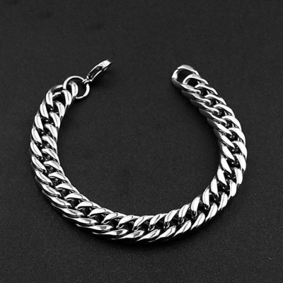 Vòng tay nam - Lắc tay nam titan kiểu lặc đôi titan cao cấp khóa bộ cao cấp inox trangsucpt PTLTNA15