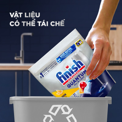 Combo 3 túi viên rửa chén bát Finish Powerball Quantum 21 viên/túi