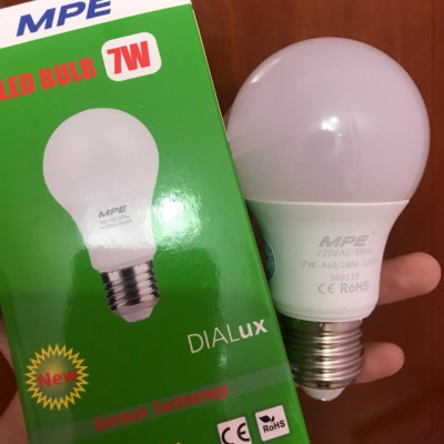 Bộ 3 Bóng Đèn LED Bulb MPE 7W 6000-6500K E27 Ø60 - Ánh sáng trắng
