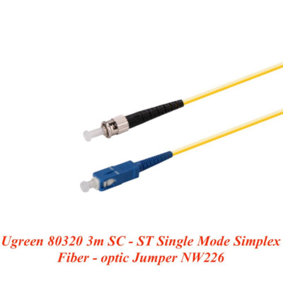 Ugreen 80320 Cáp nhảy quang Single mode Simplex Fiber dài 3M SC-ST Màu vàng NW226 hàng chính hãng