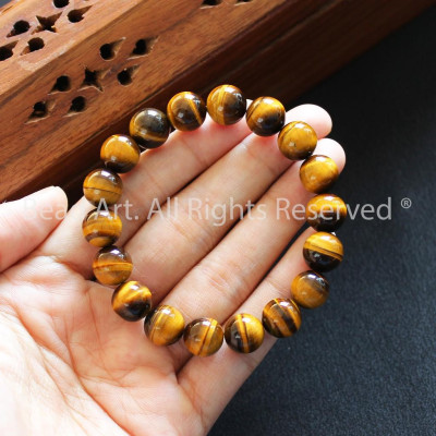 Vòng Tay Mắt Hổ Vàng Nâu 10MM, Mệnh Thổ, Kim, Vòng Tay Phong Thuỷ, Chuỗi Hạt S50 - Bead Art