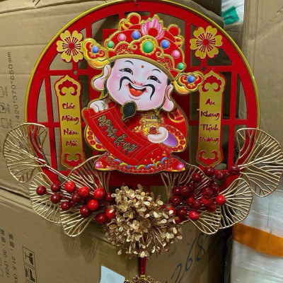 Dải Treo Thần Tài Lúc Lắc CÀNH QUẠT VÀNG Size đại 38 cm