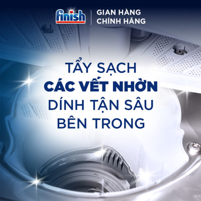 Combo Finish tiện lợi 4: Hộp 100 Viên Rửa Bát Essential + Nước Làm Bóng Finish 500ml + Dung dịch vệ sinh máy