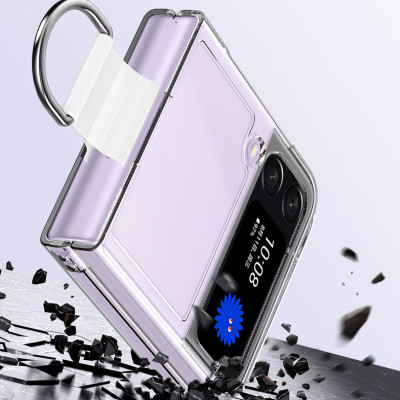 Ốp lưng cứng trong suốt có móc cho Samsung Galaxy Z Flip 4 - Hàng nhập khẩu