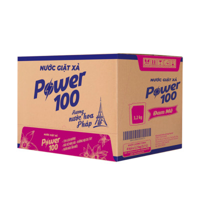 Túi Nước Giặt Xả POWER100 Hương Nước Hoa Pháp 3.2KG