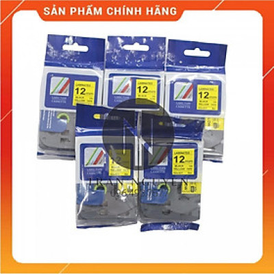 [Combo 5 hộp] Nhãn In Brother HZe-631 - Đen nền vàng 12mm x 8m - Hàng nhập khẩu