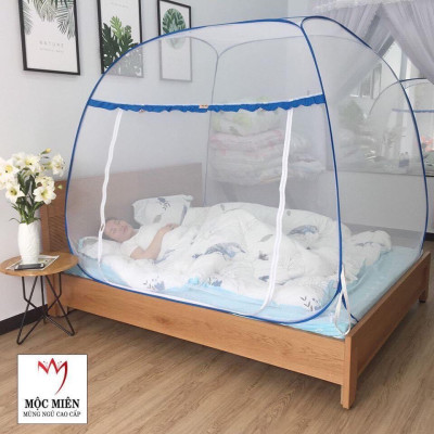 Mùng Chụp Tự Bung Cao Cấp Mộc Miên - Đỉnh Rộng 1m6x 2m