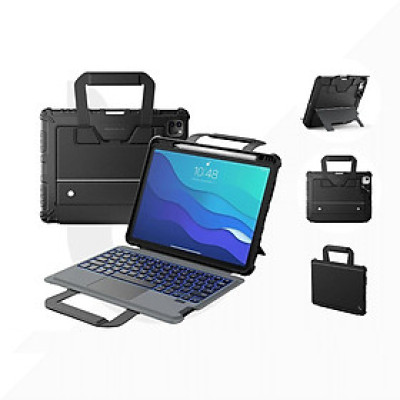 Bao da kèm Bàn Phím cho iPad Pro 11 M4 2024, iPad Pro 13 inch M4 2024, iPad Air 6 M2 11inch / Air4 / Air5 / Pro 11 inch M1-M2 hiệu Nillkin Carry Go Có Đèn Nền Tay Cầm Từ Tính Di Động/ Đèn nền 7 Màu/ Độ Sáng 4 Mức - Hàng chính hãng