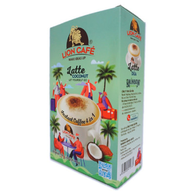 Cà phê Hòa tan 4in1 Latte Dừa Lion Cafe ( hộp 10 que )