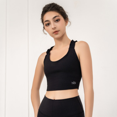 Áo croptop tập Yoga Gym Hibi Sports CR815 kiểu 2 dây nhún bèo, Kèm mút ngực