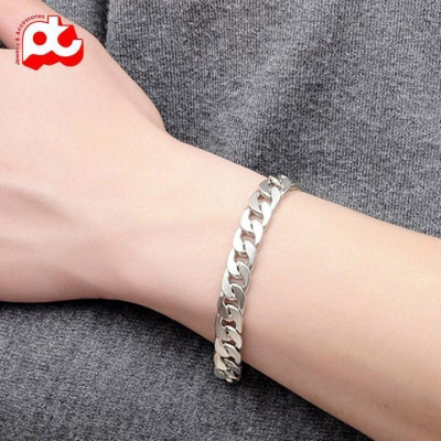 Lắc tay nam nữ cao cấp đẹp sang trọng titan kiểu lặc đơn trangsucpt kích cỡ 9mm màu trắng PTLTNA76 3T