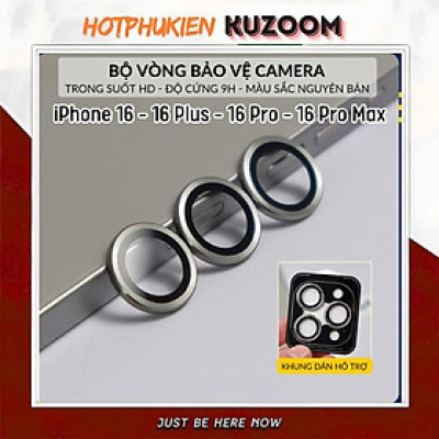 Bộ miếng dán kính cường lực bảo vệ Camera cho iPhone 16 / 16 Plus / 16 Pro / 16 Pro Max hiệu HOTCASE Kuzoom Lens mang lại khả năng chụp hình sắc nét full HD (độ cứng 9H, tặng kèm khung tự dán) - Hàng nhập khẩu