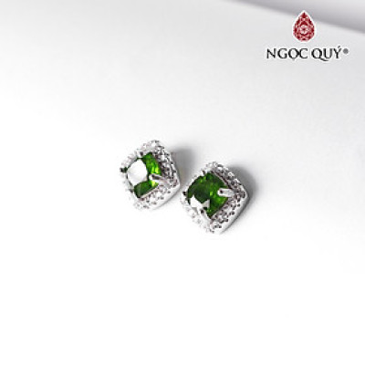 Bông tai bạc đính đá diopside mệnh hỏa mộc - Ngọc Quý Gemstones