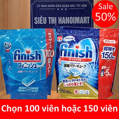 Combo Viên rửa bát Finish 150 viên + Muối rửa bát chén Finish 1.2kg + Nước làm bóng bát Finish 750ml dùng cho máy rửa bát chén nhật bản japan loại nhỏ