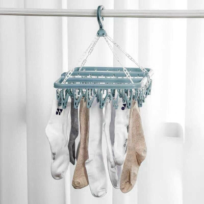 Móc Chùm Nhựa Phơi Quần Áo, Tất, Vớ Loại 32 Kẹp 36x32cm