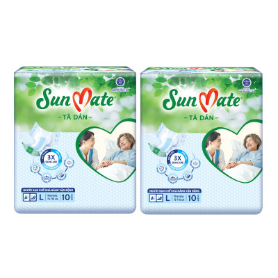 Combo 2 Tã Dán Người Lớn SunMate XA2 mới size L-10 miếng