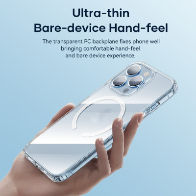 Ốp lưng chống sốc trong suốt hỗ trợ sạc Maqsafe cho iPhone 13 Pro Max (6.7 inch) hiệu Rock Protection Maqsafe Magetic Case (siêu mỏng 1.5mm, độ trong tuyệt đối, chống trầy xước, chống ố vàng, tản nhiệt tốt) - hàng nhập khẩu