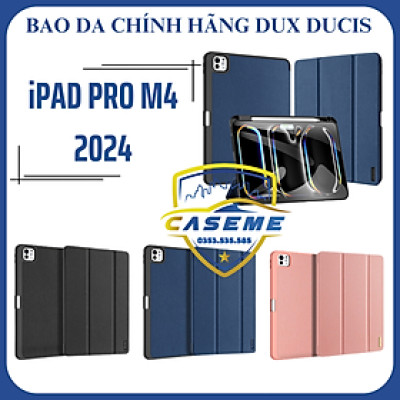 [iPad Pro M4] Bao Da Dành Cho iPad Pro 11 inch M4 2024, iPad Pro 13 inch M4 2024 Dux Ducis Domo Series Có Khe Cắm Bút - Hàng Chính Hãng 