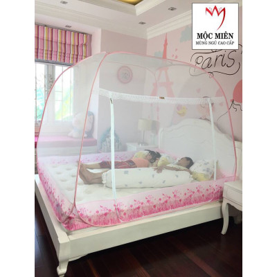 Màn Chụp , Mùng Chụp Tự Bung Đỉnh Rộng Cao Cấp Mộc Miên - Kích Thước 1,6mx2m ( Hà Nội )