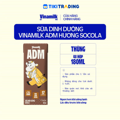 Thùng 48 hộp sữa dinh dưỡng socola Vinamilk ADM 180ml