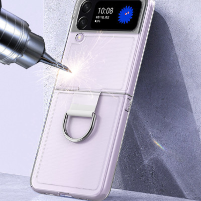 Ốp lưng cứng trong suốt có móc cho Samsung Galaxy Z Flip 4 - Hàng nhập khẩu