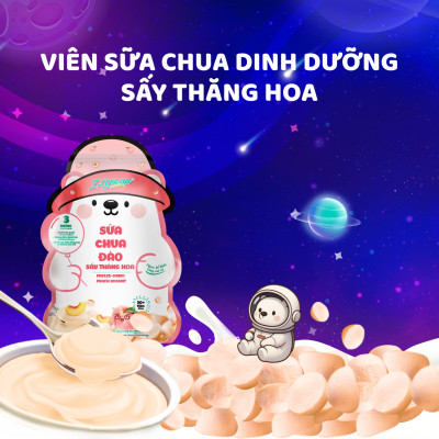 [Mua 2 tặng 1 Móc Khóa Gấu] Sữa Chua Sấy Thăng Hoa IYaua Gấu Hạt Nút Vị Đào Túi 16G