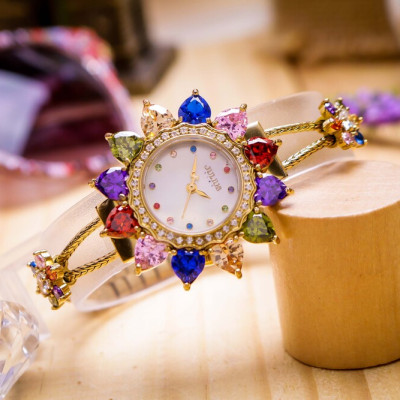 Đồng Hồ Nữ Julius Star JS-021 Mặt Hoa Đính Đá Swarovski Đường Kính 37mm | EBMart