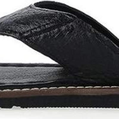 Dép nam Huy Hoàng da đà điểu màu đen HT7413