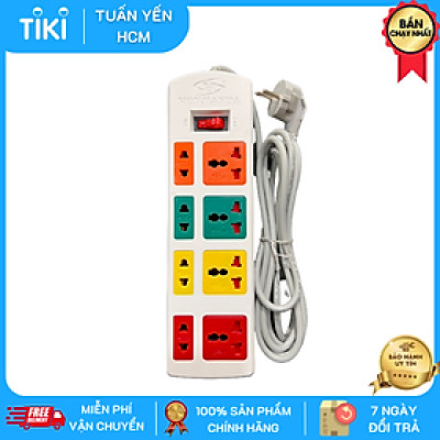 Ổ cắm điện đa năng Honjianda HJD-0448B -13A dây 3 mét hàng chính hãng màu ngẫu nhiên